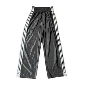 Adidas Black Wide-Leg Track Pants with White Stripes